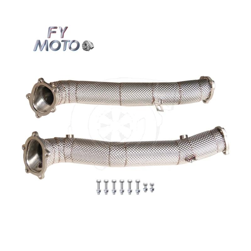 NEW DESIGN Exhaust Downpipe for au di S6 RS6 4G C7 RS7 3 Inch with Heat Shield