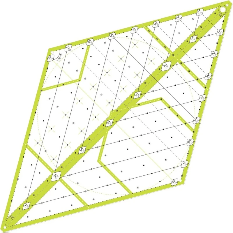 Kanayu 60 Degree Diamond Ruler Acrylic Patch Templates 60 Degree Triangle Ruler for Quilting Sewing Piecing