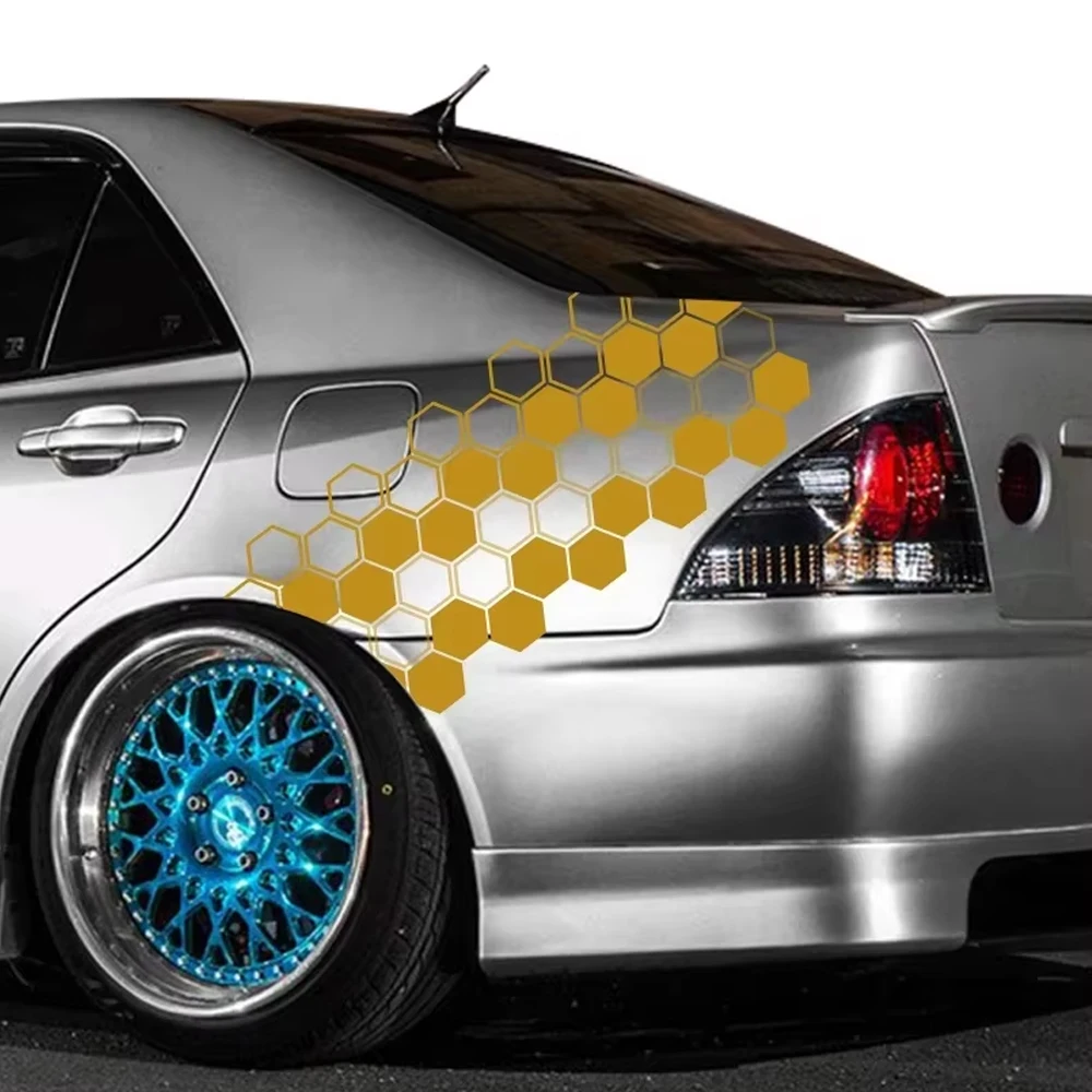 

Car Stickers Hexagonal Wheel Eyebrow Waterproof Decals Cool Styling Accessories For Skoda Seat VW Volkswagen Suzuki Smart Toyota