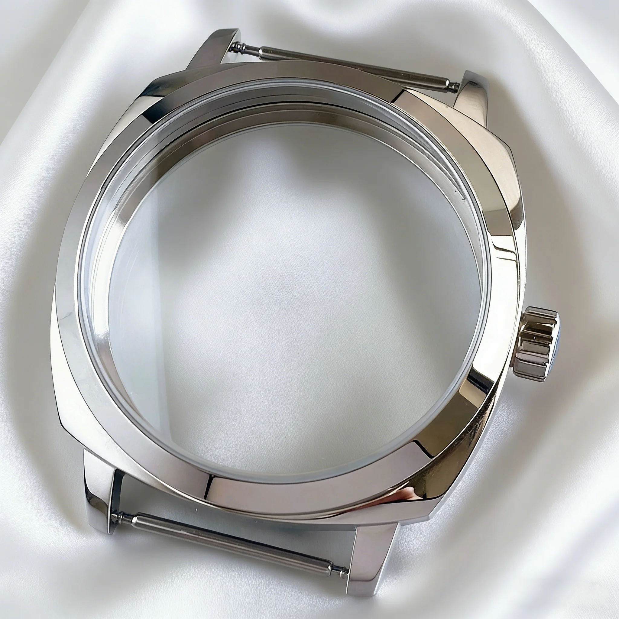

Tandorio 42mm Silver Stainless Steel Watch Case For ETA 6497 6498 Handing Winding Sapphire Glass Watch Case Fit 37mm Dial