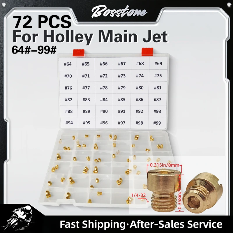 72pcs #64-#99 Brass Carburetor Carb Jets Kit For Holley Carb 1/4-32 36-181 4150 4160 4500 Replacement Parts