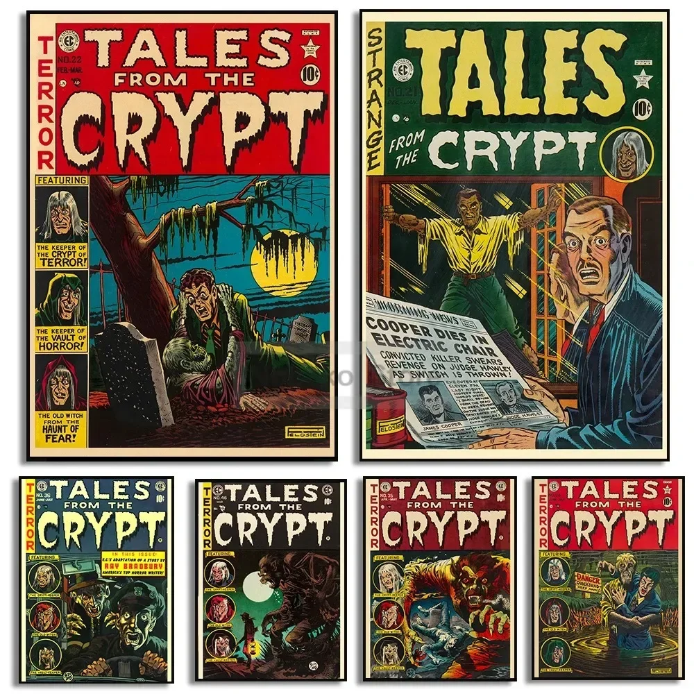 Dagli racconti di cripta Poster artistico Pulp Magazine Penny Dreadful Horror Comic Canvas Immagini da parete Home Room Decorazioni vintage