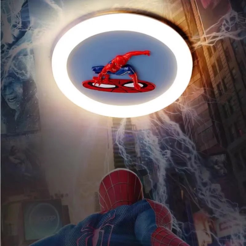 Marvel Spiderman Creative Cartoon Intelligent Decorative LED Lamp Personalized Simple Multifunctional Boy Bedroom Ceiling Lamp