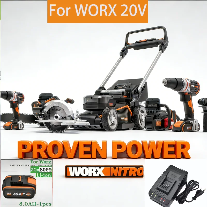 100% оригинальная литиевая батарея 8 Ач 4 Ач 20 В для WORX WA3014 WG629 WX523, высококачественная батарея для электроинструмента с защитной схемой
