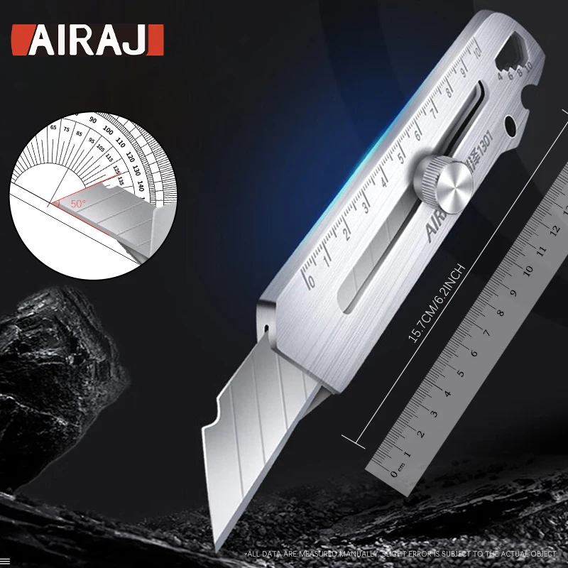 AIRAJ Multifunctional Utility Knife Retractable Sharp Cut Heavy Duty Steel Break Blade Paper Cut Industrial Grade Manual Tools