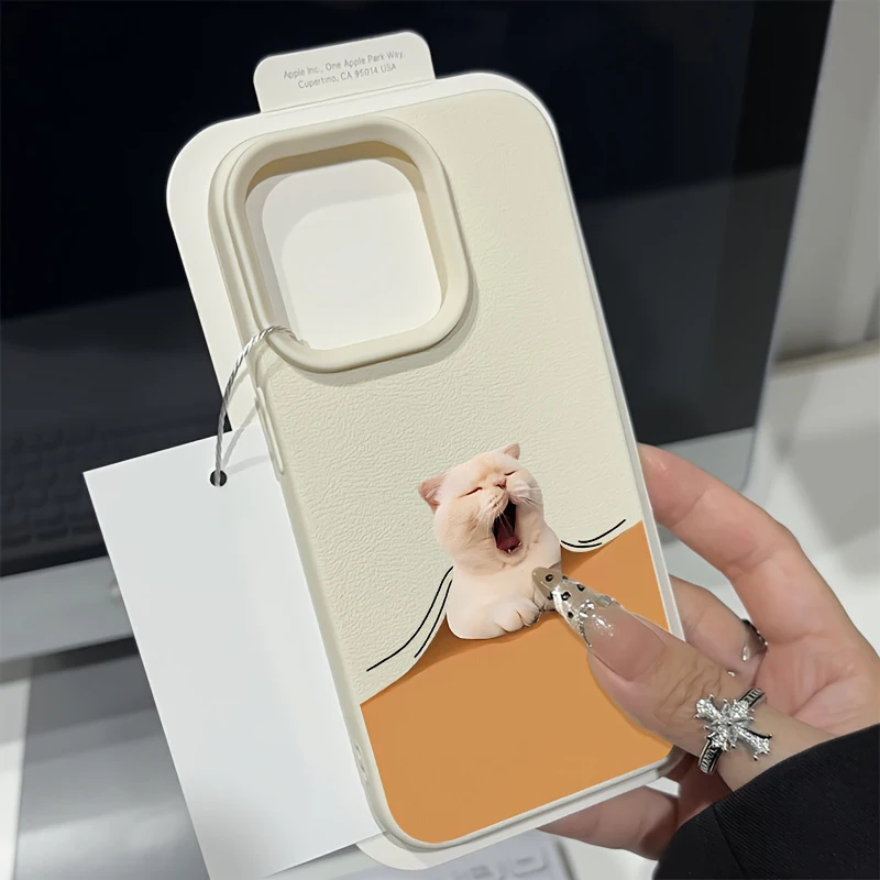 حافظة لهاتف آيفون 16 17 Air 15 14 13 12 11 Pro Max غطاء هاتف ناعم على شكل قطة النوم لهاتف آيفون XS Max X XR 16 Plus Funda #1