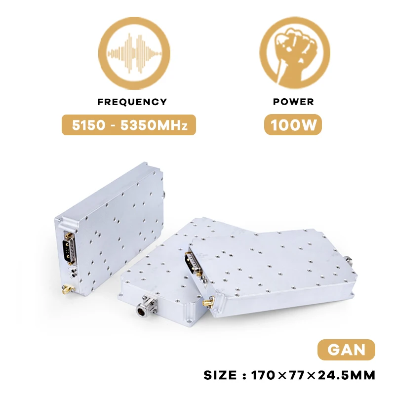 Tech d'amplificateur de puissance pour la défense des avions sans pilote, technologie de brouillage anti-importateur GaN, FPV UAV Interabovor, 100W, 5150-5350MHz