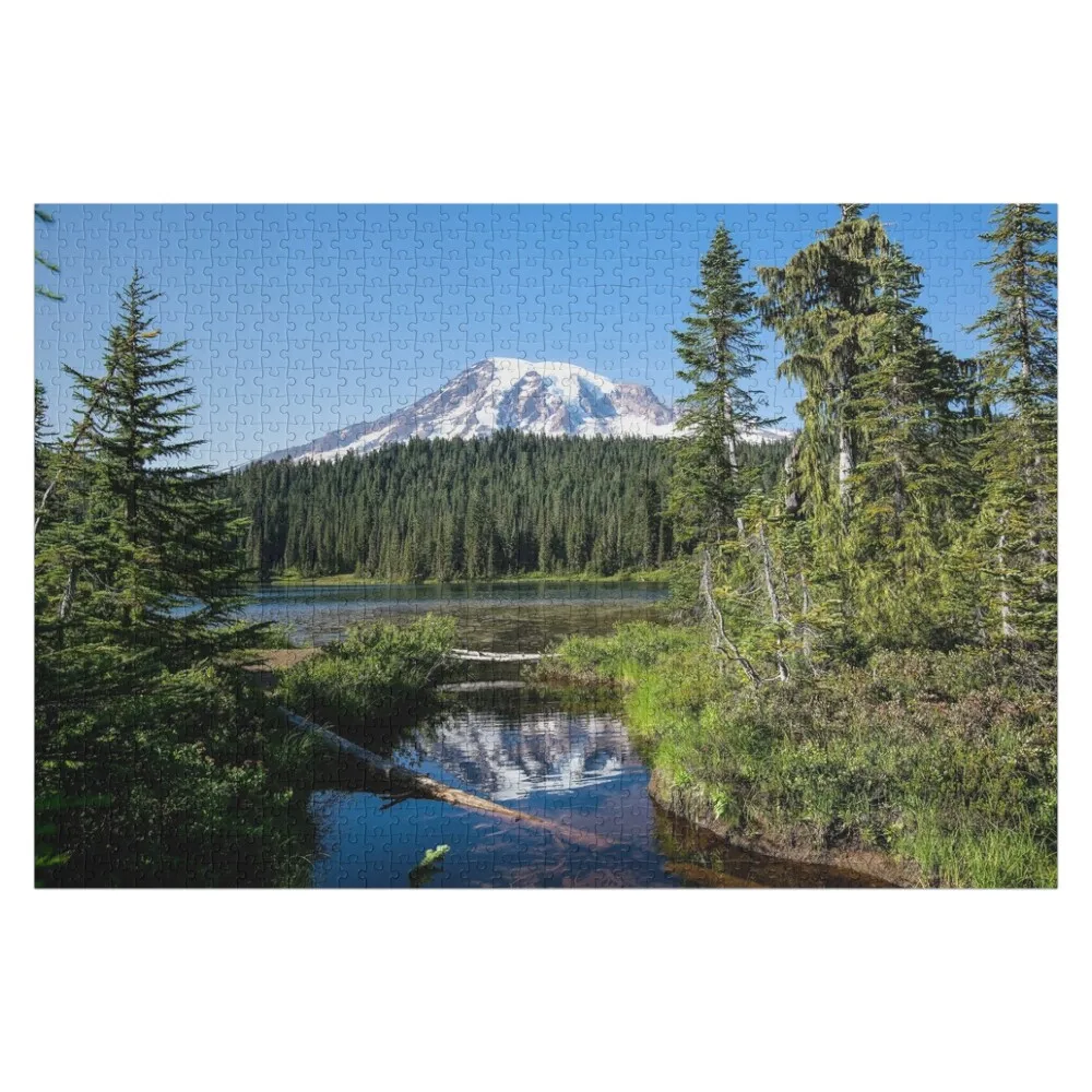 Mount Rainier - Reflection Lake in Washington Jigsaw Puzzle Scale Motors Baby Wooden Photo Custom Personalised Jigsaw Puzzle