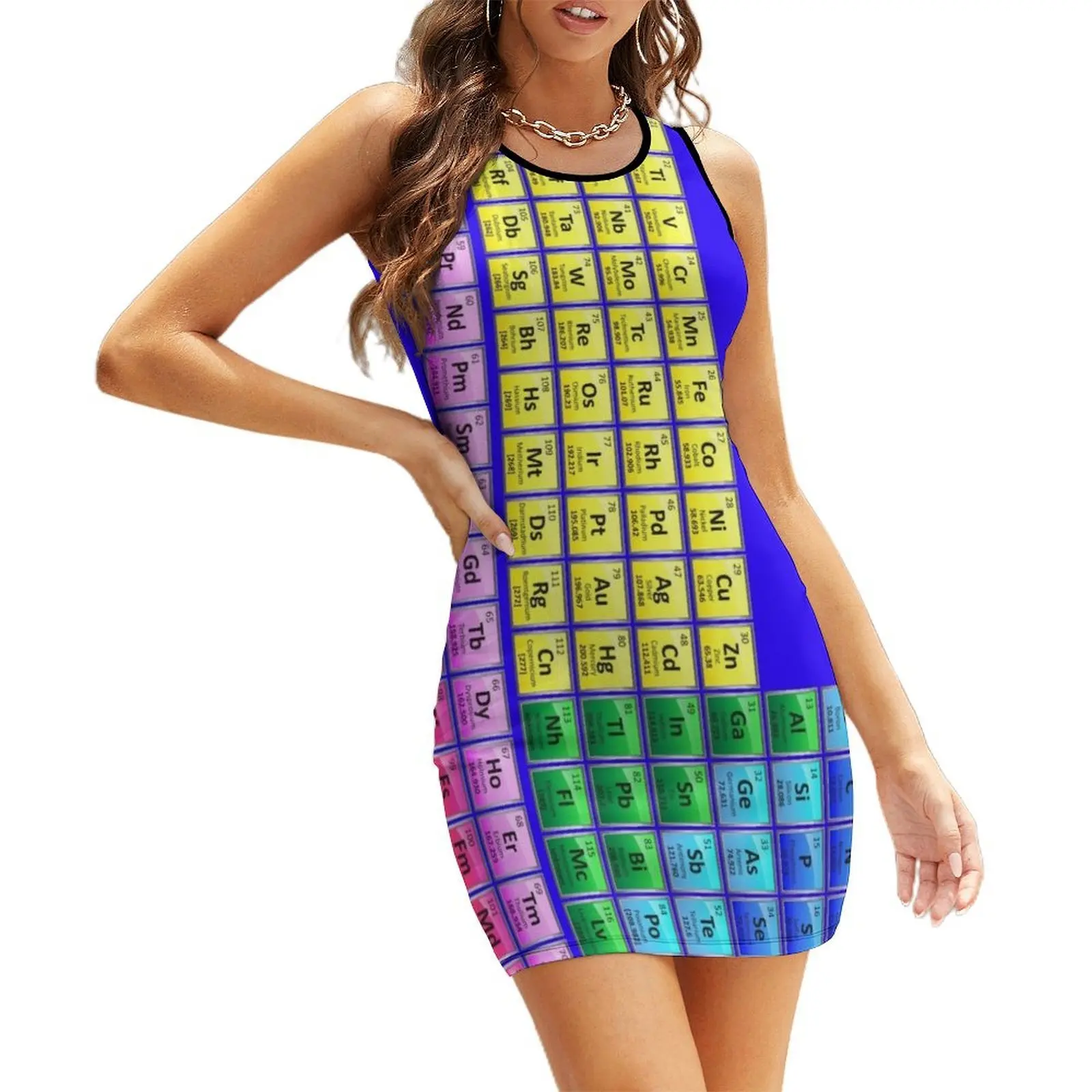 

Vertical Periodic Table of the Chemical Elements Sleeveless Sundress dresses with long sleeves birthday dress for women