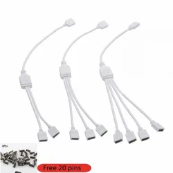 RGB LED Strip Light Link lines Solder-Free Connecting Cable 4pin One Drag Multi-Head Tap Wire Split Two/Three/Four White Cable