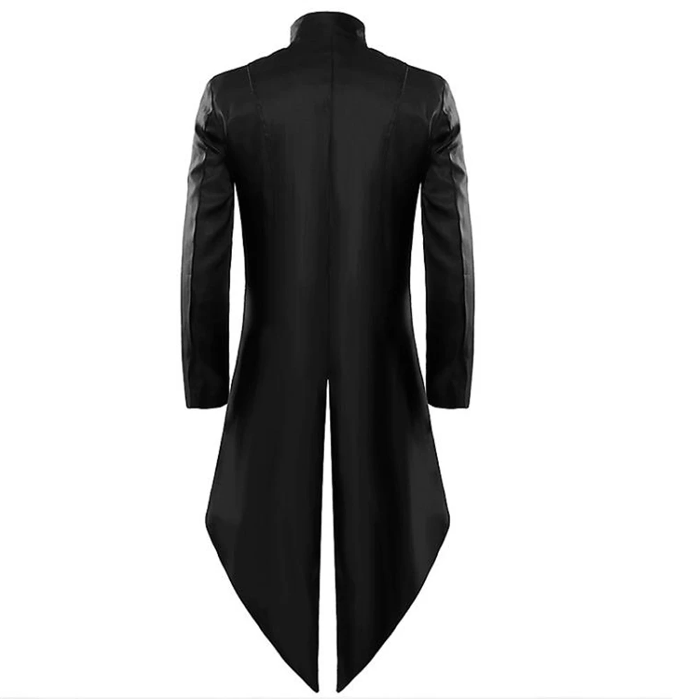 Men Medieval  Gothic Steampunk Victorian Cosplay Costume Tuxedo Gentlema Black TailcoatTrench Vintage Frock Outfit Halloween