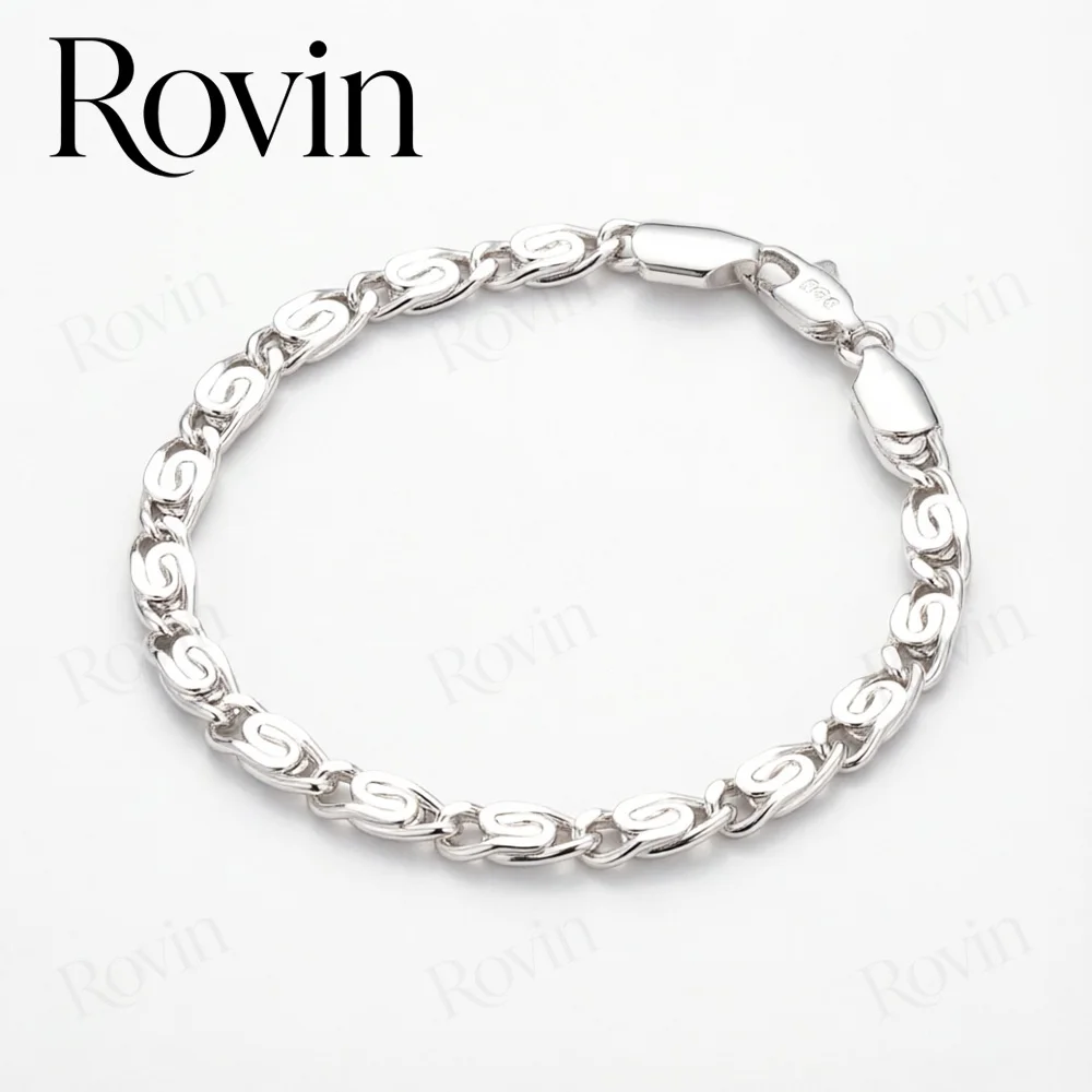 18K Gold 8-Inch Minimalist S-Shaped Double-Link Bracelet – Stylish and Charming Wedding Jewelry for Women