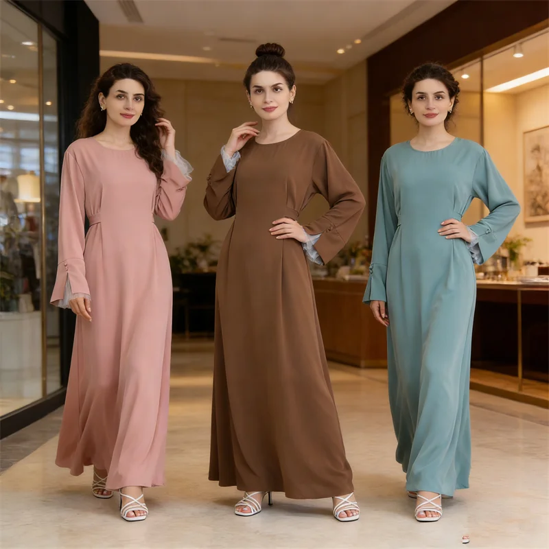 

Элегантная кружевная абайя, дубайский кафтан, женское мусульманское платье, турецкий кафтан, женская мусульманская одежда, платья для Ид, джеллаба, марокканская исламская одежда