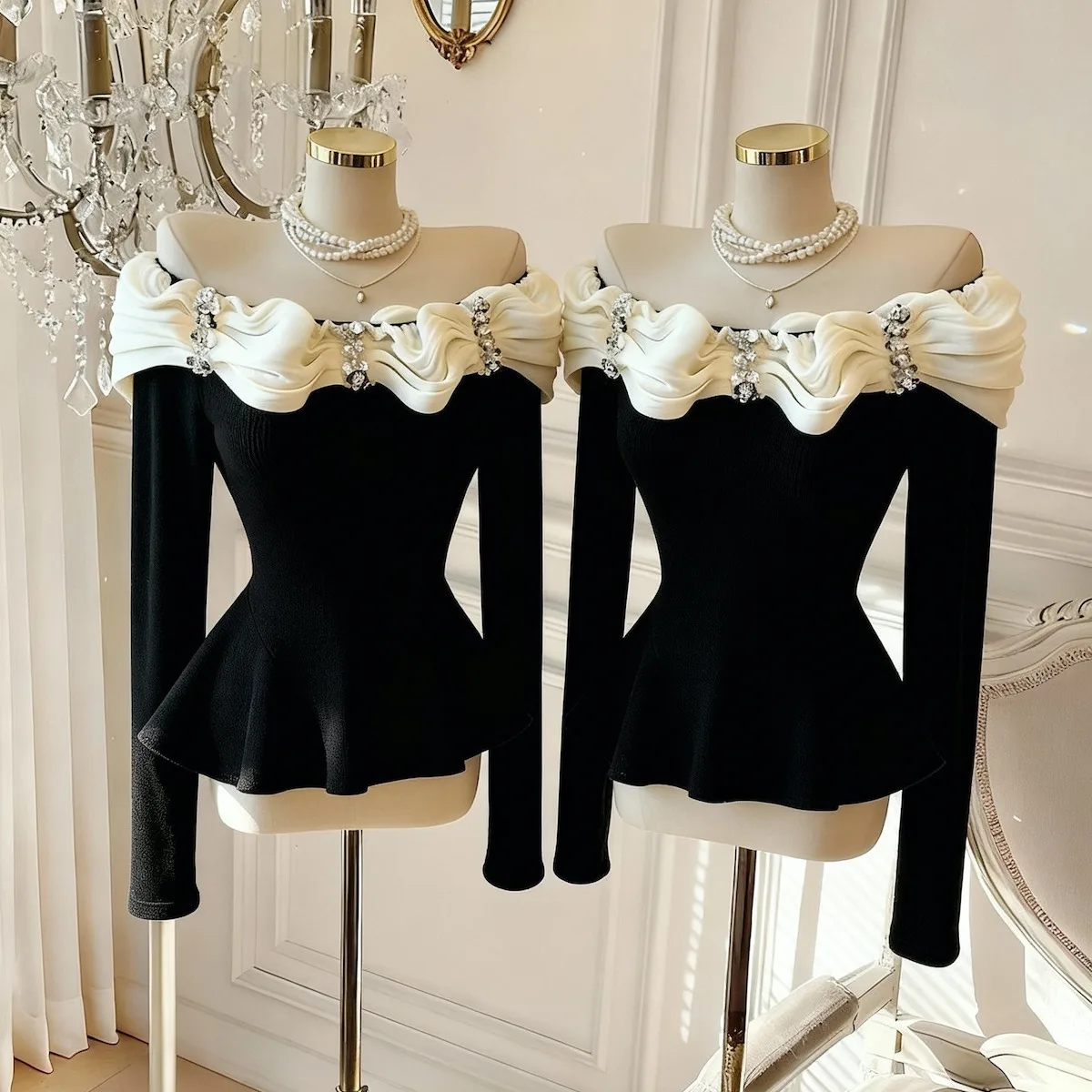 멋진 긴 소매 원숄더 베이스 셔츠 여성 패션 가을 겨울 단색 티셔츠 아름다운 이너웨어 베이스 셔츠