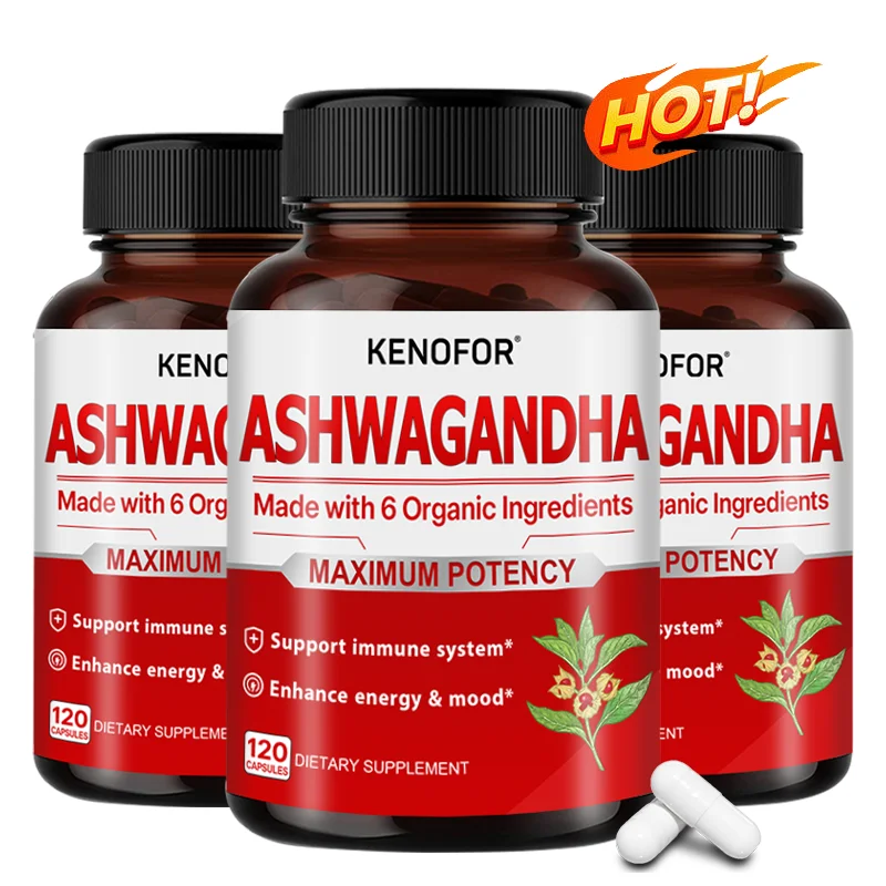 

Ashwagandha Capsules - Contains 6 Organic Ingredients - Herbal Supplement for Immune System Support, Energy, and Mood Balance