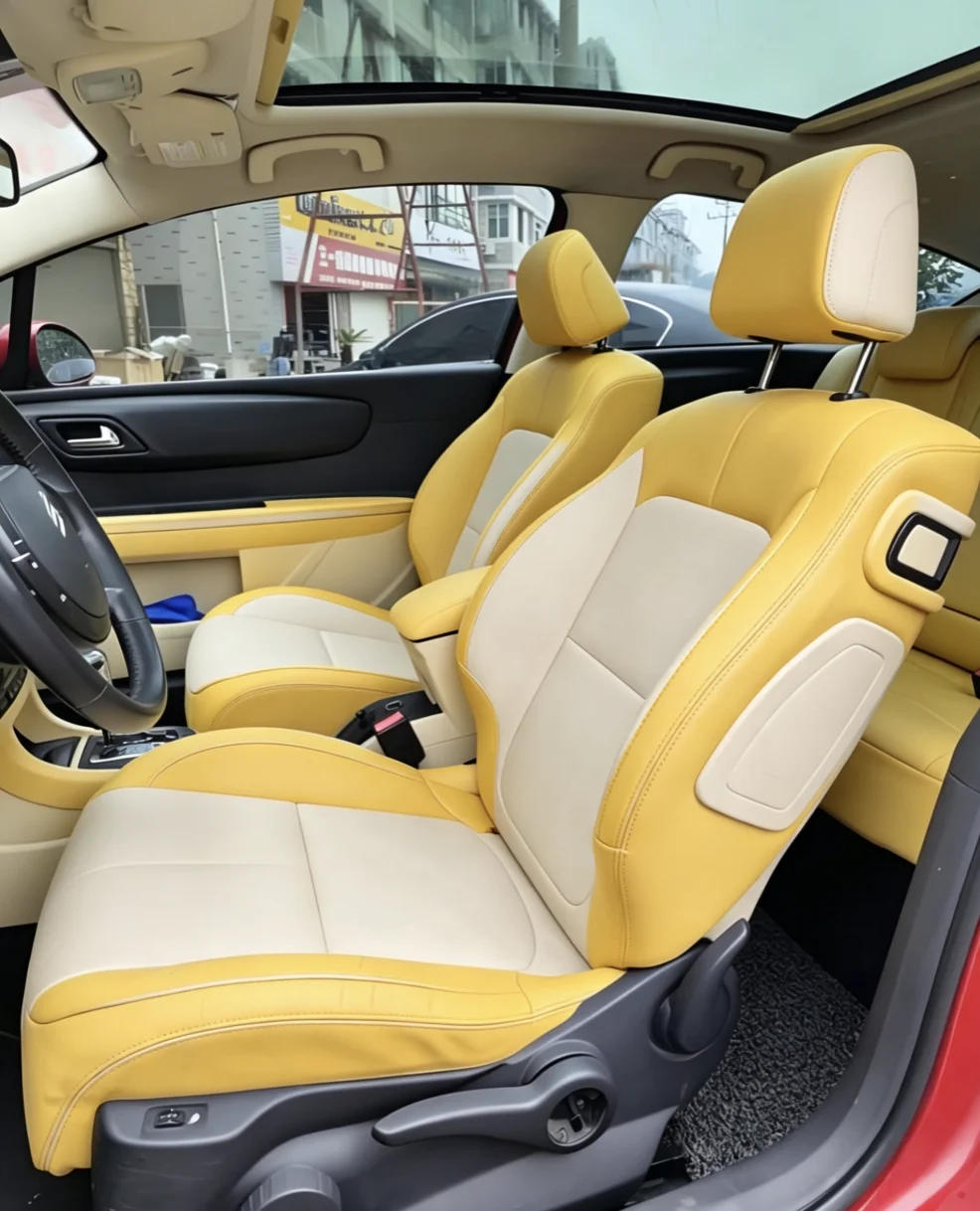 Für Citroen C4 2006~2010 Maßgefertigte Autositzbezüge Luxuriöses Nappaleder 100% Passgenau Innenraumzubehör 360 ° Vollständige Abdeckung – Detail 2