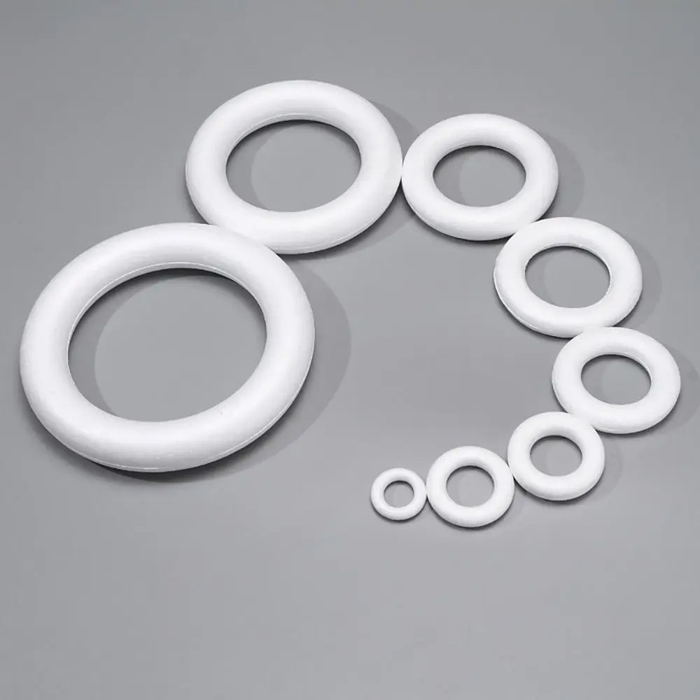 1Pcs White Foam Ring Round Polystyrene DIY Handmade Wreath 5/7/8/10/12/15/17/20cm For Christmas Crafts Wedding Party Decorations