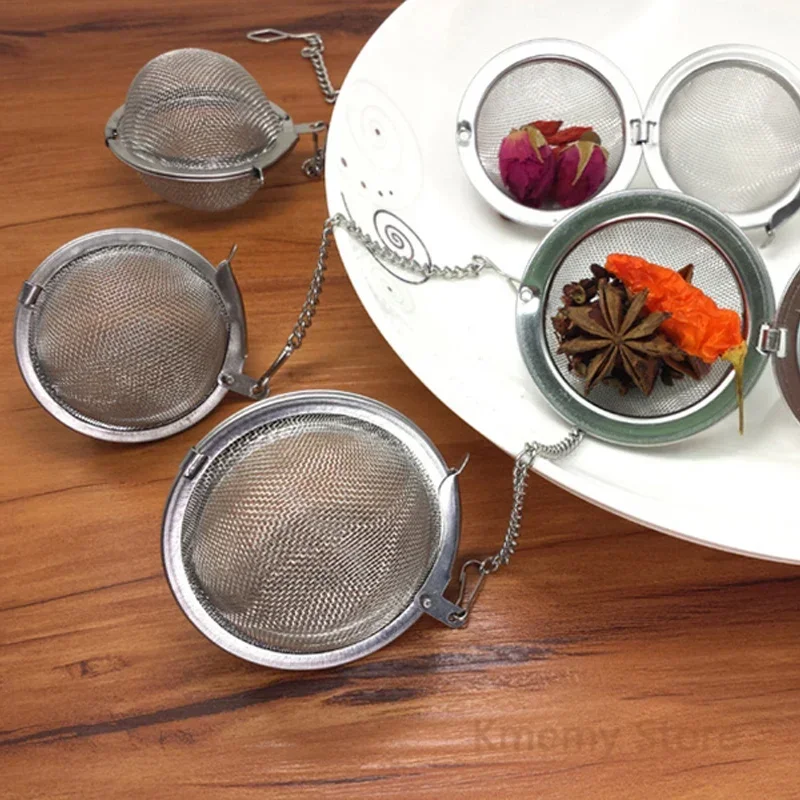 Stainless Steel Oval Heart Sphere Shape Spice Seasoning Tea Strainer with Chain Mesh Ball Tea Coffee Filter Basket Infuser Tools