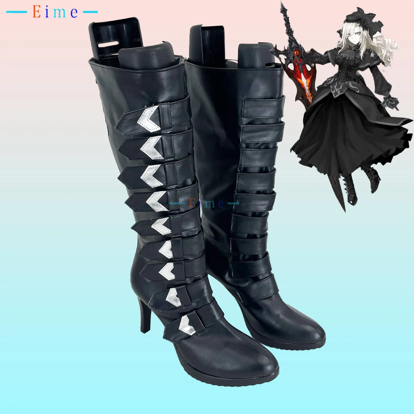 

Обувь для косплея FGO Kriemhild, черные туфли на высоком каблуке из искусственной кожи, карнавальные ботинки на Хэллоуин, аксессуары для аниме, изготовленные на заказ