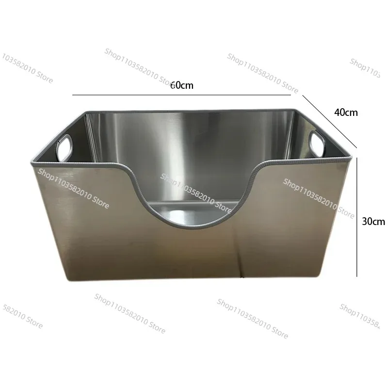 Large-Capacity Stainless Steel Plastic Cat Toilet Trash Can, Splash-Proof Semi-Closed Design with Heightened Deodorization