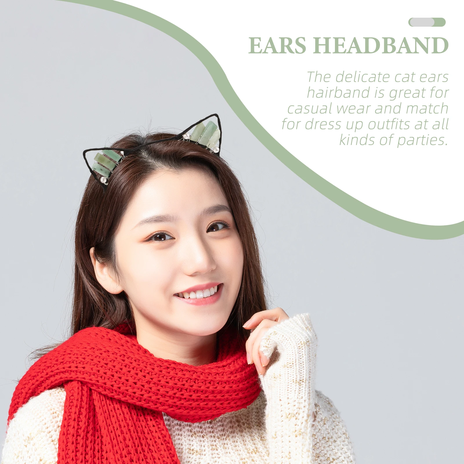 

Crystal Cat Ear Headb Natural Crystal Lightweight Comfortable Durable Smooth Party Women Halloween Accessories