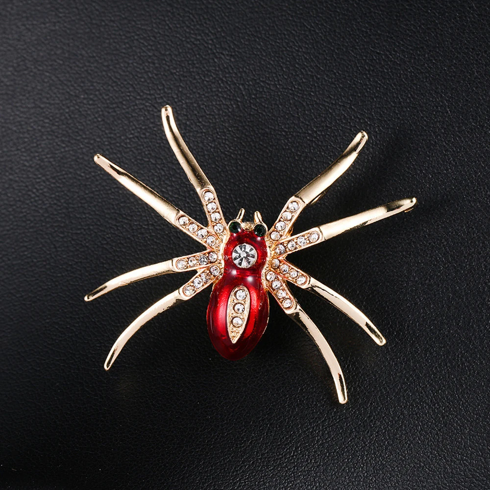 Cute Rhinestone Inlaid Broche, Spider Badge Shape, Esmalte Pins, Halloween Party Gift, Acessórios, Presente