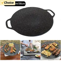 Outdoor Grill Pan Korean Roastig Frying Pan Non-stick Barbecue Plate gas furnace BBQ Baking Tray Camping Kitchen Bakeware