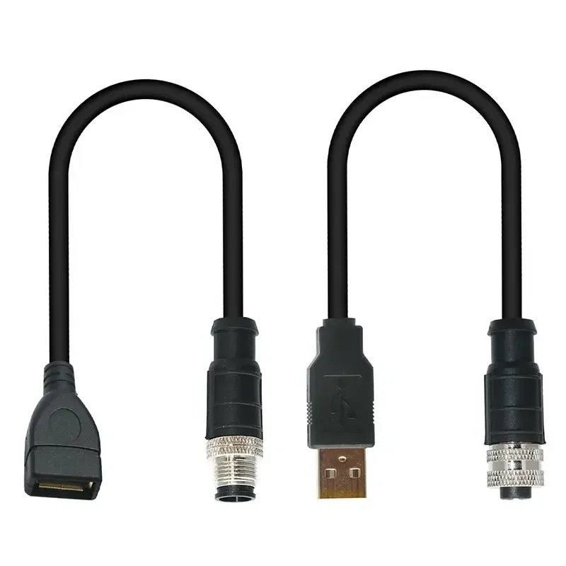4Pin M12 to 2.0 USB Connector Cable 5Pin to USB Scanner Cable Industrial Camera Wire Plug USB to M12 Male Female Extension Line