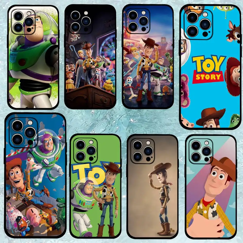 Toy Story Woody Buzz Lightyea Lotso funda de teléfono para IPhone 1716 15 14 13 Pro Max 11 12 Mini Xs XR funda de silicona negra