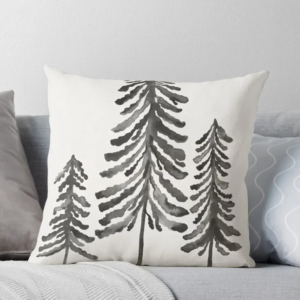 Pine Trees – Black Ink Throw Pillow Christmas Throw Pillows Covers christmas supplies Decorative Sofa Cushion pillow