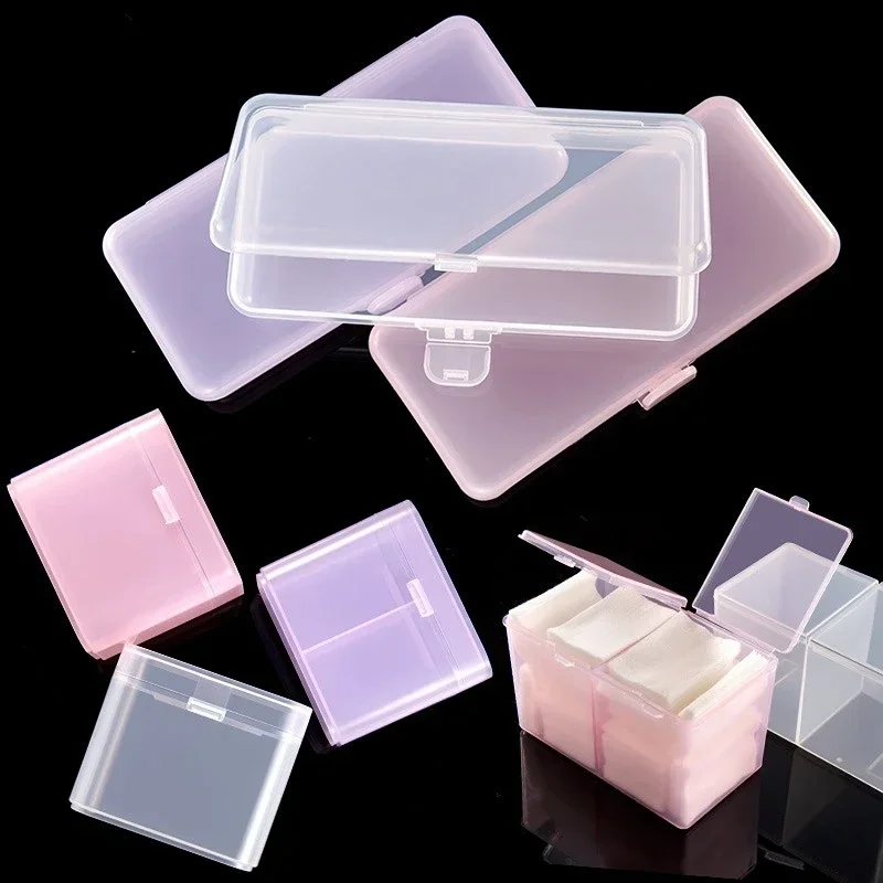Récipient de manucure en plastique vide, pincettes, poussoir à cuticules, brosses, tampons de coton de nettoyage, boîte de rangement rectangulaire pour Nail Art, outils