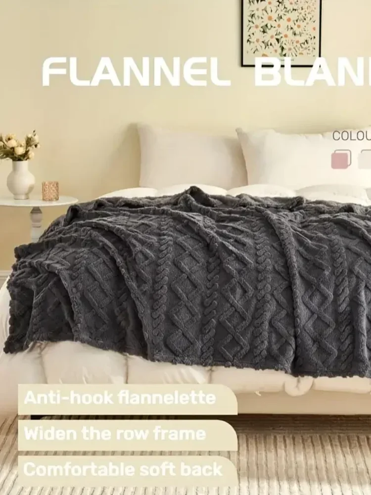 Ultra-Soft 3D Plush 1pc Luxurious Fleece Blanket - Dense Weave for Exceptional Warmth, Cozy Flannel Throw