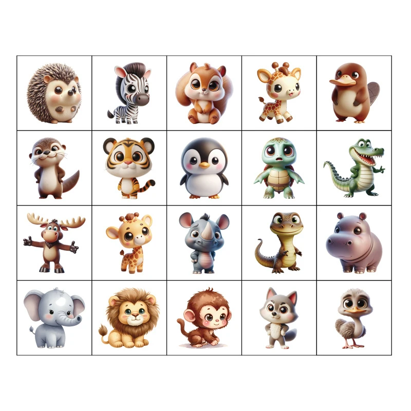 

20 шт./компл. Новые временные татуировки-наклейки с мультяшными животными: милые лошади и слоны, наклейки для тату на тело, подарки для вечеринок