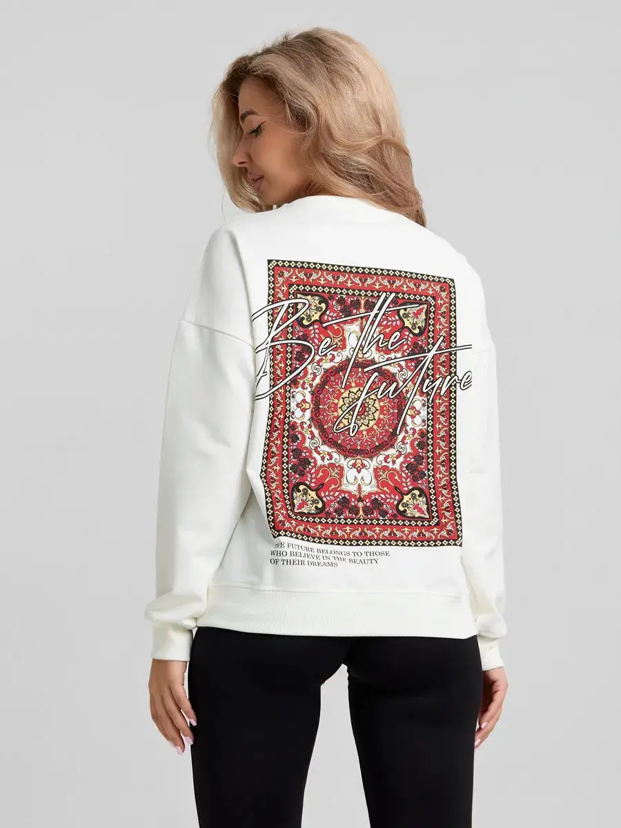 Camisas gráficas de diseño de moda europea, sudaderas holgadas con cuello redondo, Tops estéticos con patrón Retro, ropa de calle gótica de talla grande para mujer