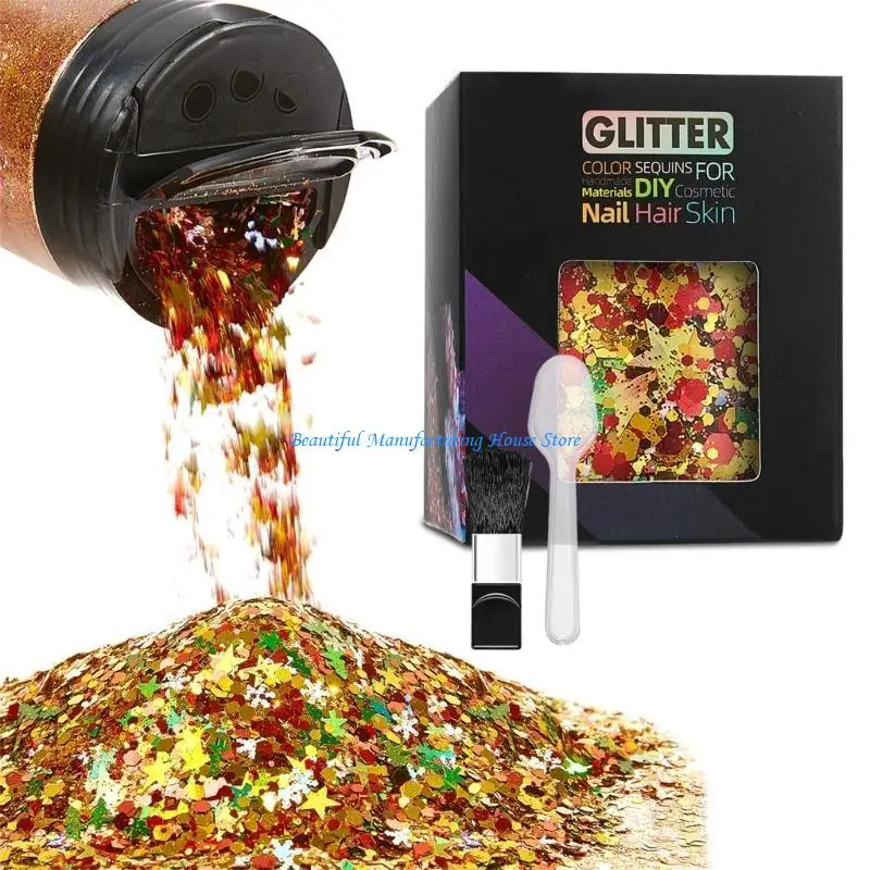 

E56A 50g Snowflake Sand Glues Christmas Snowflake Slimes Charm Flowing Glitter Sequins for Crafts and Decorations