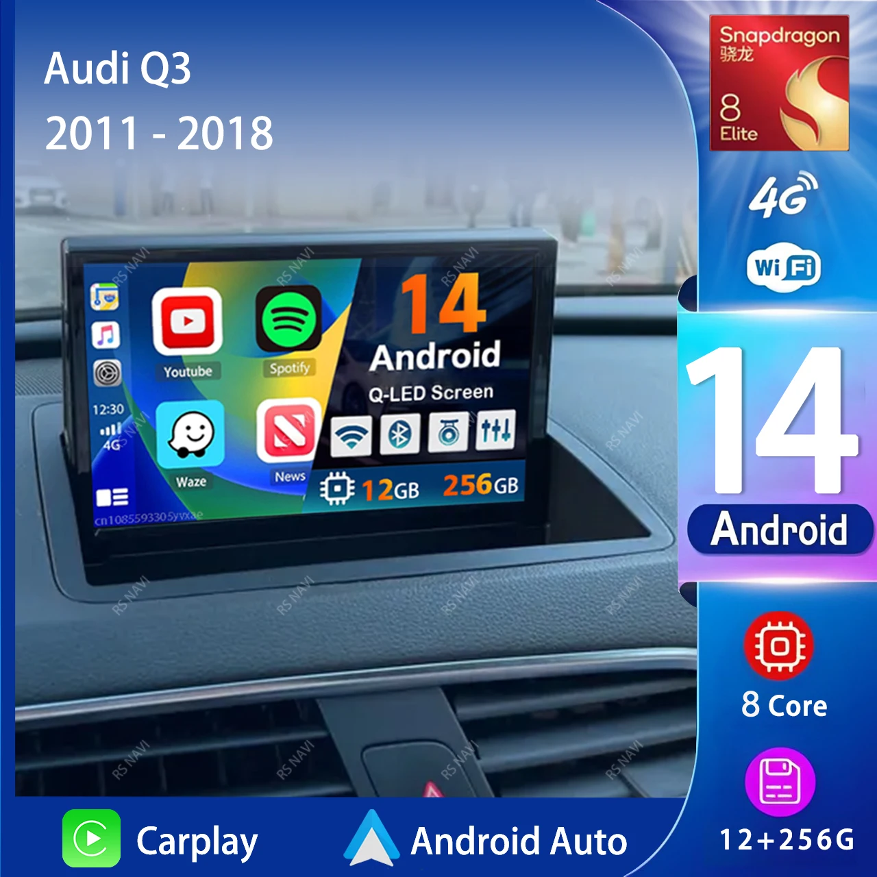 Android 14 Carplay Auto 2K Screen Car Radio Multimedia Player For Audi Q3 1 8U 2011 - 2018 DSP 2din Autoradio Stereo Head Unit 