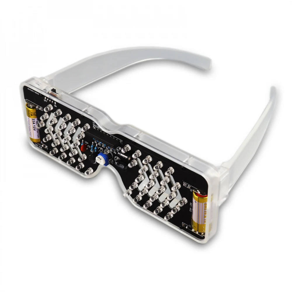 Voice Activated LED Light Emitting Glasses Making Kit Light-emitting Diode Flashing Light DIY Electronic Assembly Soldering Kit