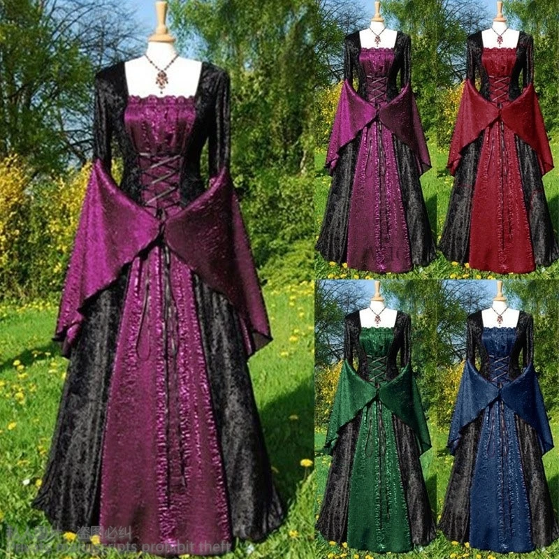 

New Halloween Cosplay Anime Medieval Cosplay European Court Style Retro Party Dress Cosplay women's Long Dress Retro Lolita Cos