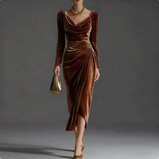 

Новый женский комплект с драпированной юбкой, топ с косым воротником и длинными рукавами, макси-юбки, комплекты из 2 предметов, женский элегантный шикарный лоскутный наряд, женские костюмы