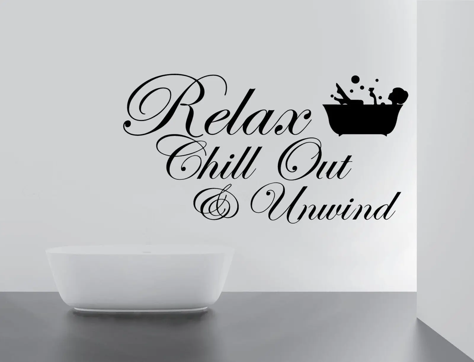 BATHROOM Sticker Decal RELAX CHILL ENJOY UNWIND Quote  Wall  Stickers Decal Decor Vinyl  removable  self-adhesive