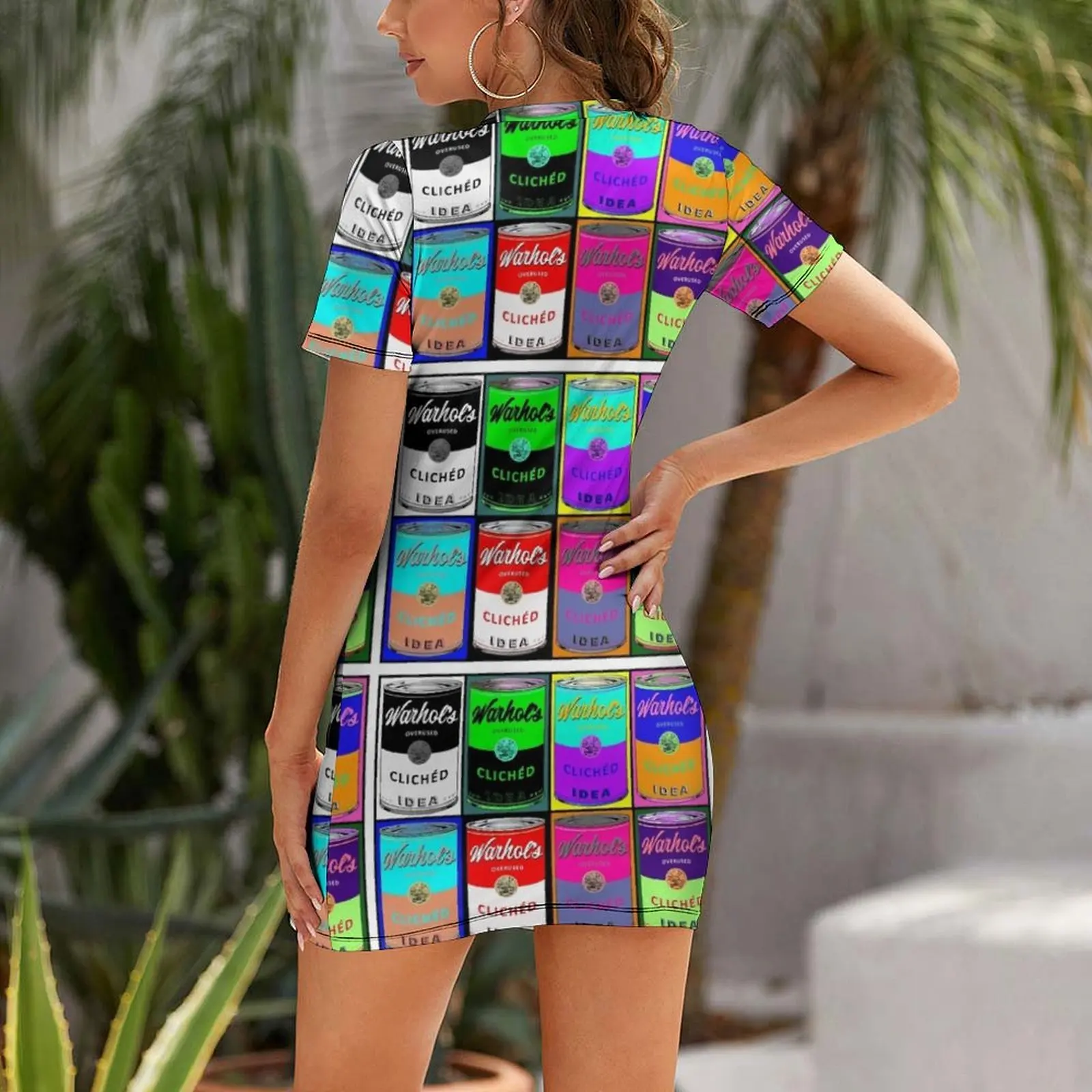 Andy Warhol Soup Can Parody Short Sleeved Dress summer dress woman 2025 luxury woman evening dress