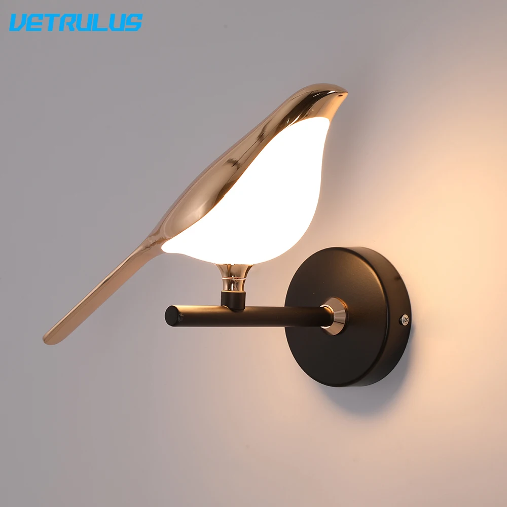 Led Bird Wall Lamp Modern Wall Scone Lighting Home Applice Fixture Lamp Indoor Bedroom Luster Aisle Living Room Decor Luminaire