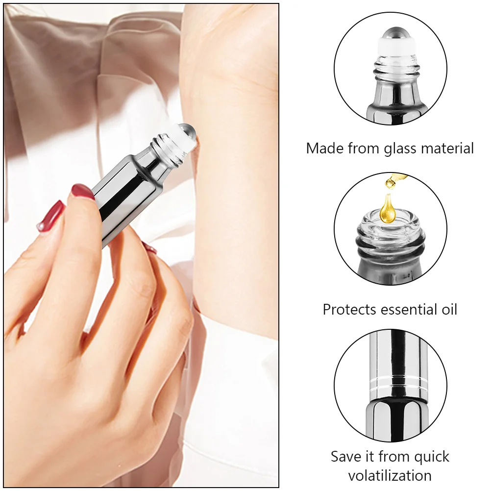 

12Pcs Roll-on Bottles Glass Rollerball Bottle 10Ml Leakproof Essential Oil Containers Uv Protection Refillable Travel Size