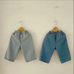 2024 autunno nuovi vestiti per bambini Retro Boy Girl Jeans pantaloni larghi in Denim per bambini pantaloni Casual per bambini All-match pantaloni per bambini in cotone