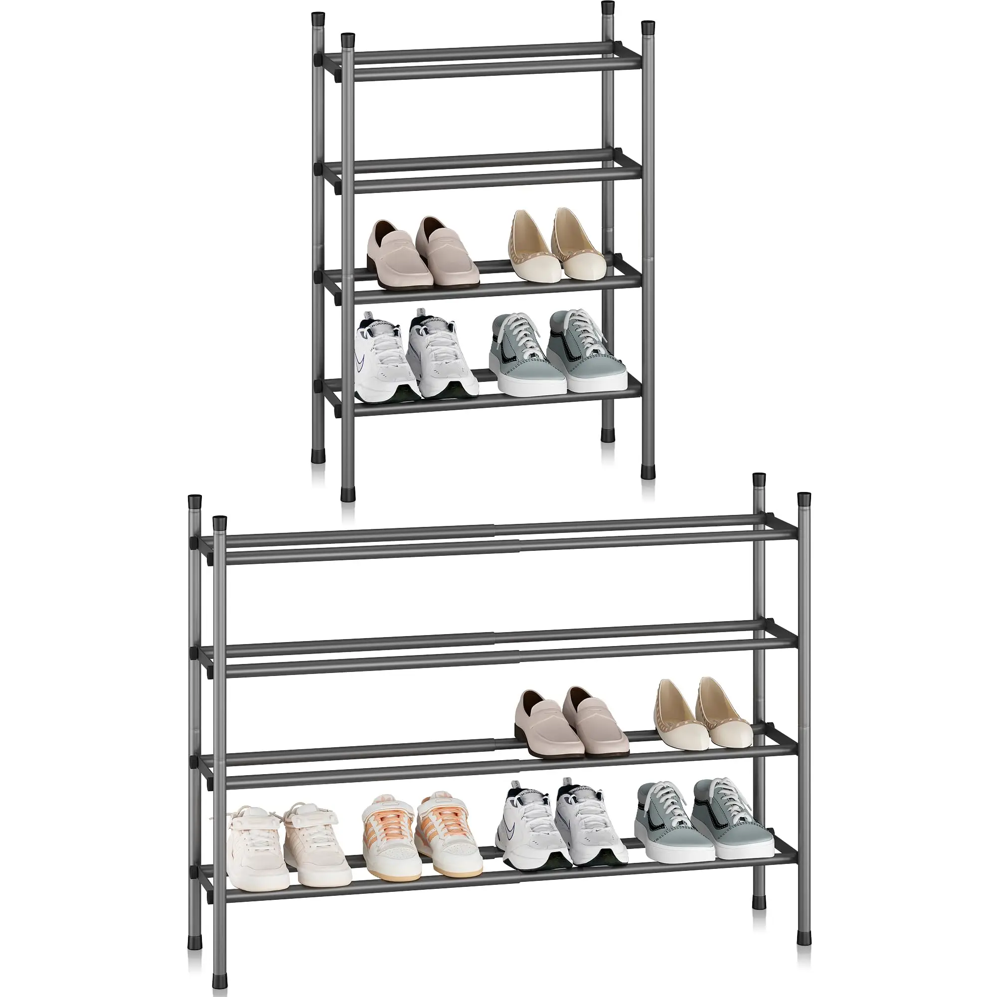 

10-Tier Expandable Metal Shoe Rack, Heavy Duty Adjustable Shoe Organizer For Closet Entryway Hallway Garage