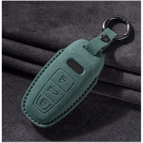 아우디 A3 A4 B9 A6 A7 4K A8 E-tron Q5 Q8 C8 D5 SQ8 스웨이드 자동차 키 Fob 쉘 키 체인 보호 가방에 대한 자동차 원격 키 케이스 커버