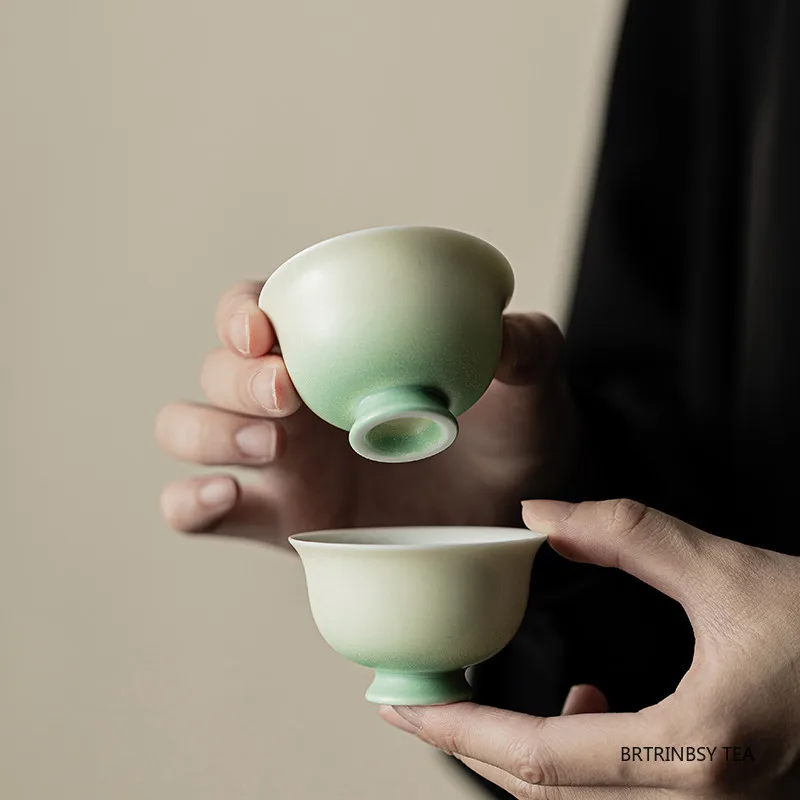 

1 Pc Chinese Vintage Gradient Ceramic Tea Cup Handmade Teacup Household Tea Bowl Travel Personal Meditation Cup Teaware 35ml