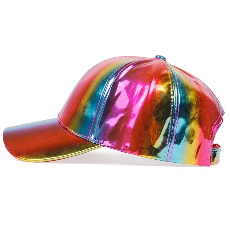 Nowa czapka z daszkiem unisex PU Leather Laser Style Street Hip Hop Hat Mężczyźni Kobiety Olśniewające kolory Y2K Cap