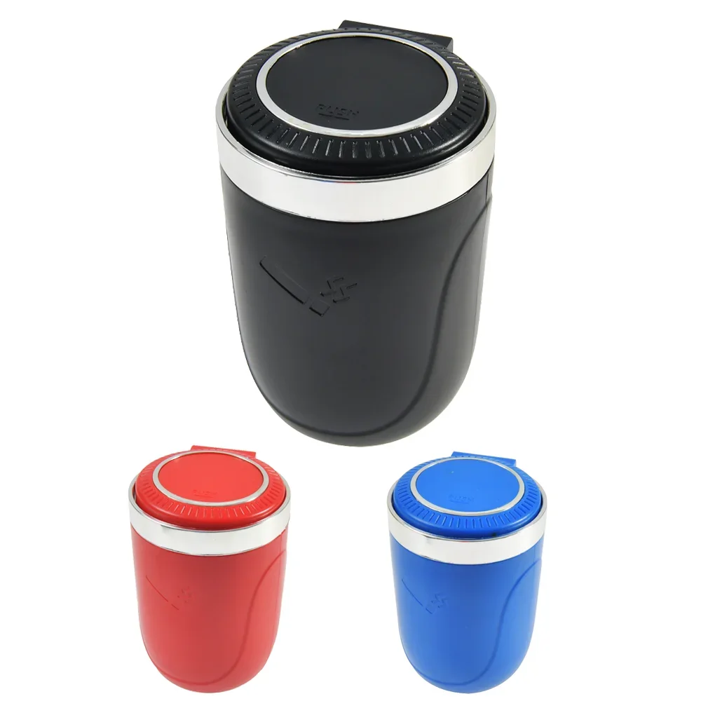 1Pc Car Ashtray with LED Light Press-type Car Interior Decoration Multi-functional Car Cigarette Ashtray