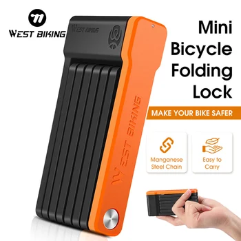 WEST BIKING 접이식 자전거 잠금 장치, 높은 보안 도난 방지 사이클링 잠금 장치, 휴대용 MTB 도로 자전거 체인 잠금 장치, 3 키 액세서리